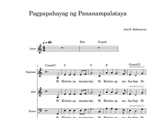 Pagpapahayag ng Pananampalataya Sheetmusic