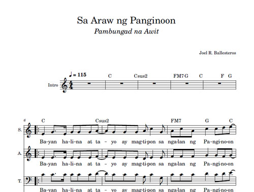 Sa Araw ng Panginoon :: Pambungad na Awit Sheetmusic